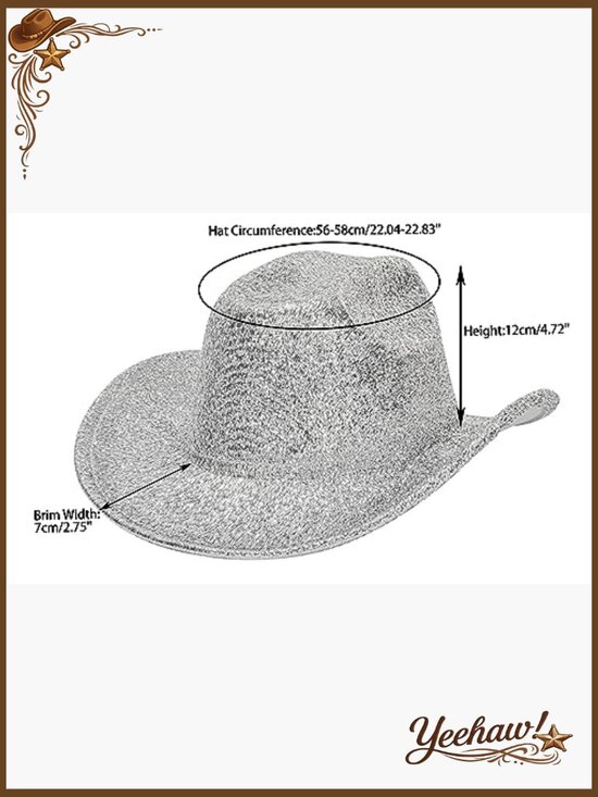 Adjustable Glitter Cowboy Hat with Wide Brim for Costume Parties main image 5